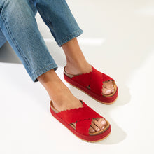 Load image into Gallery viewer, Red platforms TAMARA made with leather suede
