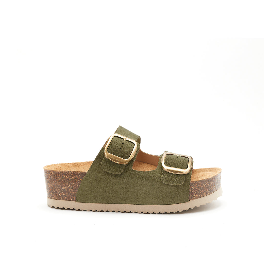 Green platforms ZOE made with suede leather