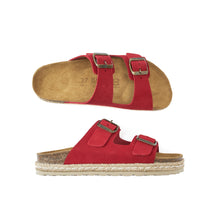 Load image into Gallery viewer, Red platforms ANA made with suede leather
