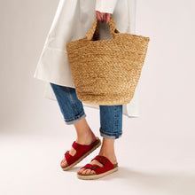 Load image into Gallery viewer, Red platforms ANA made with suede leather
