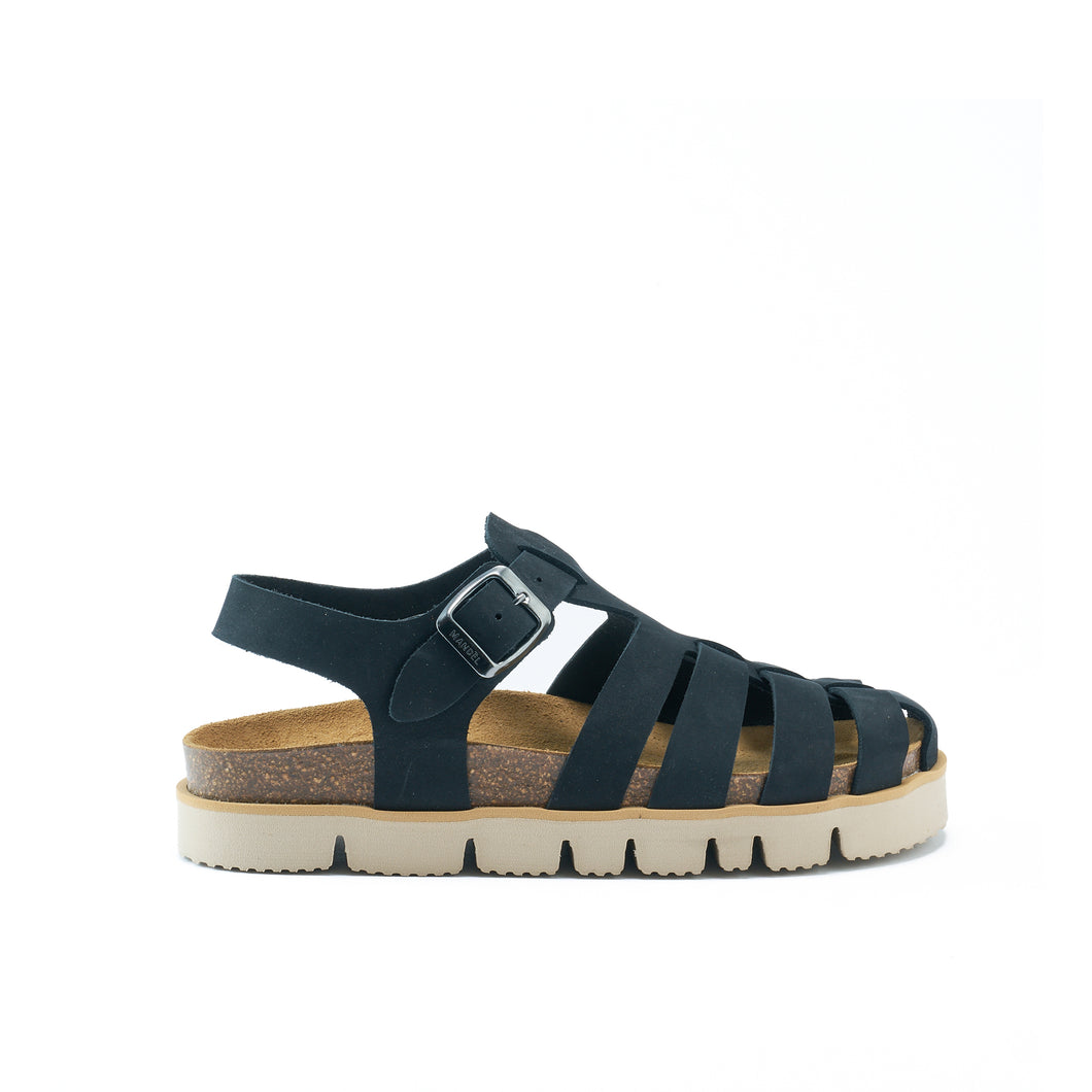 Black sandals HELENA made with nubuck leather