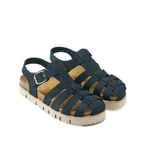 Load image into Gallery viewer, Black sandals HELENA made with nubuck leather
