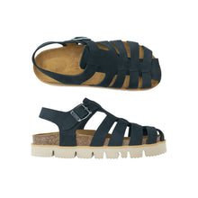 Charger l&#39;image dans la galerie, Black sandals HELENA made with nubuck leather
