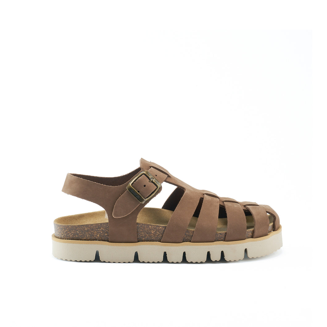 Brown sandals HELENA made with nubuck leather