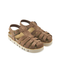 Charger l&#39;image dans la galerie, Brown sandals HELENA made with nubuck leather
