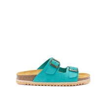 Load image into Gallery viewer, Turquoise two-straps ALBERTO made with suede leather
