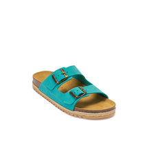 Load image into Gallery viewer, Turquoise two-straps ALBERTO made with suede leather
