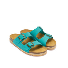 Load image into Gallery viewer, Turquoise two-straps ALBERTO made with suede leather
