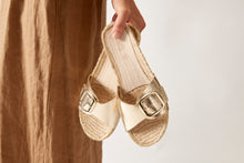 Load image into Gallery viewer, Gold espadrilles NORA made with eco-leather

