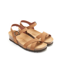 Carica l&#39;immagine nel visualizzatore di Gallery, Cognac Brown platforms SARA made with eco-leather
