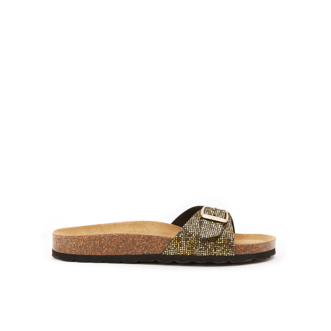 Bronze single-strap sandals AGATA made with eco-leather