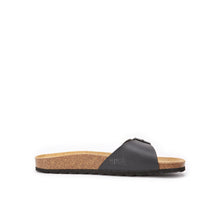 Load image into Gallery viewer, Black single-strap sandals AGATA made with eco-leather
