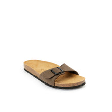 Carica l&#39;immagine nel visualizzatore di Gallery, Dark Brown single-strap sandals AGATA made with eco-leather
