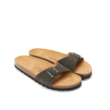 Load image into Gallery viewer, Grey single-strap sandals AGATA made with leather suede
