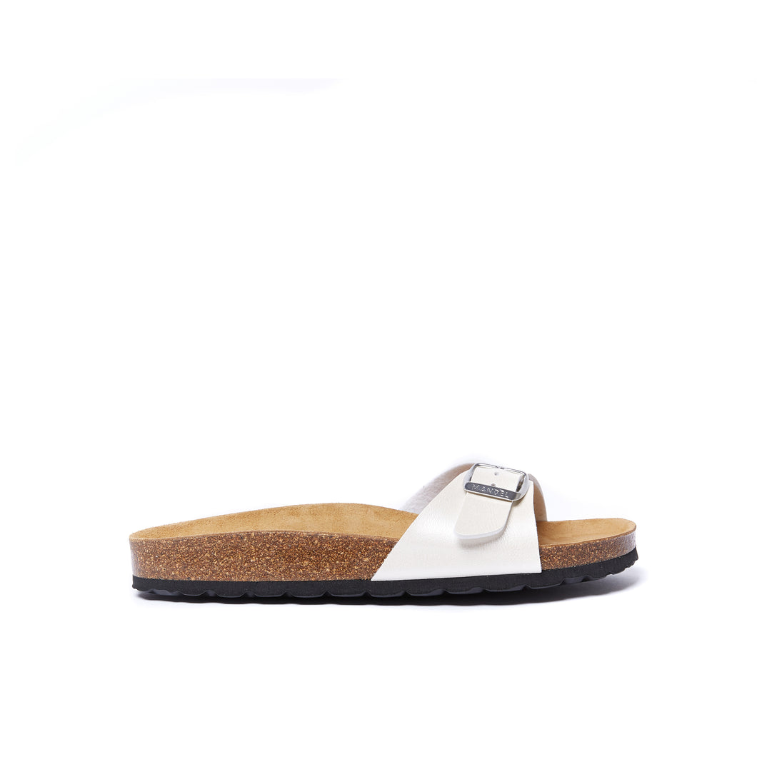 White single-strap sandals AGATA made with eco-leather