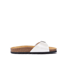 Load image into Gallery viewer, White single-strap sandals AGATA made with eco-leather
