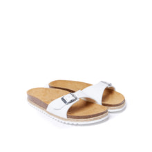 Load image into Gallery viewer, White single-strap sandals AGATA made with eco-leather
