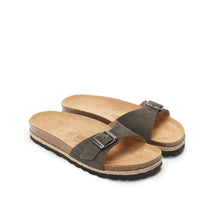 Load image into Gallery viewer, Grey single-strap sandals AGATA made with leather suede
