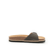 Load image into Gallery viewer, Grey single-strap sandals AGATA made with leather suede
