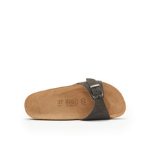 Load image into Gallery viewer, Grey single-strap sandals AGATA made with leather suede
