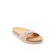 Load image into Gallery viewer, Pink single-strap sandals AGATA made with leather suede
