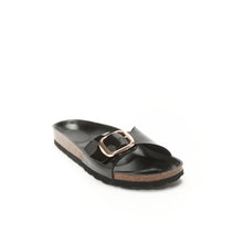 Load image into Gallery viewer, Black single-strap sandals AGATA made with eco-leather
