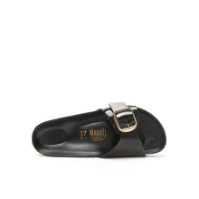 Load image into Gallery viewer, Black single-strap sandals AGATA made with eco-leather
