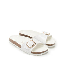 Load image into Gallery viewer, White single-strap sandals AGATA made with eco-leather
