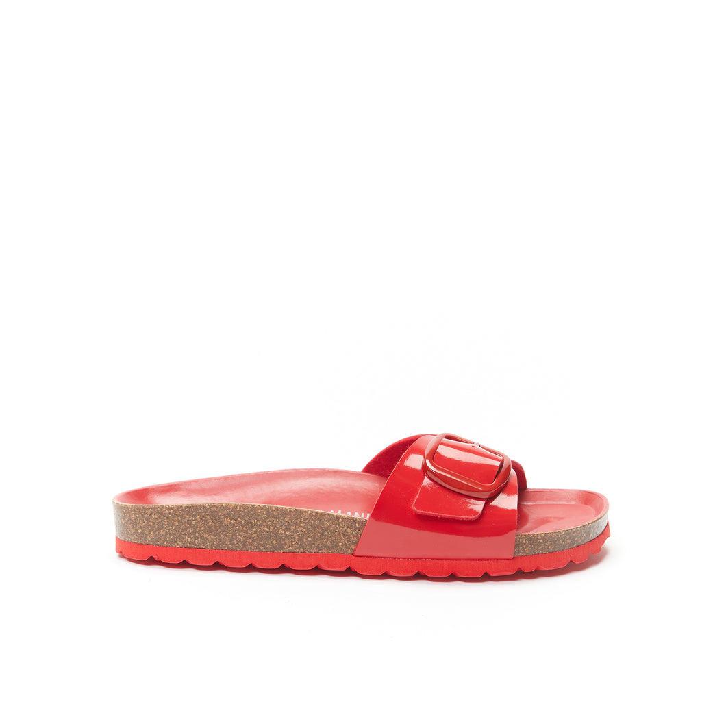 Red single-strap sandals AGATA made with eco-leather