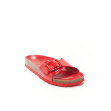 Load image into Gallery viewer, Red single-strap sandals AGATA made with eco-leather
