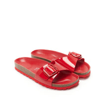 Load image into Gallery viewer, Red single-strap sandals AGATA made with eco-leather
