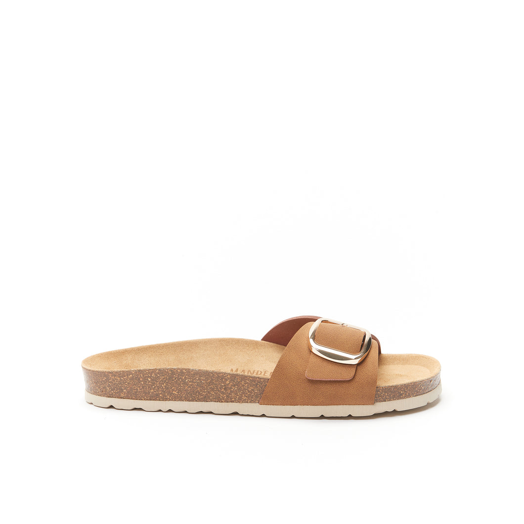 Brown single-strap sandals AGATA made with eco-leather