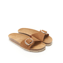 Carica l&#39;immagine nel visualizzatore di Gallery, Brown single-strap sandals AGATA made with eco-leather
