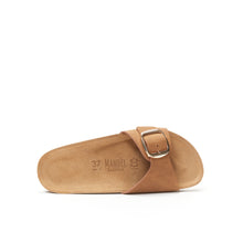 Carica l&#39;immagine nel visualizzatore di Gallery, Brown single-strap sandals AGATA made with eco-leather
