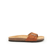 Load image into Gallery viewer, Brown single-strap sandals AGATA made with leather suede
