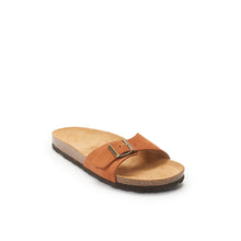 Load image into Gallery viewer, Brown single-strap sandals AGATA made with leather suede
