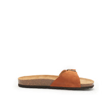 Load image into Gallery viewer, Brown single-strap sandals AGATA made with leather suede
