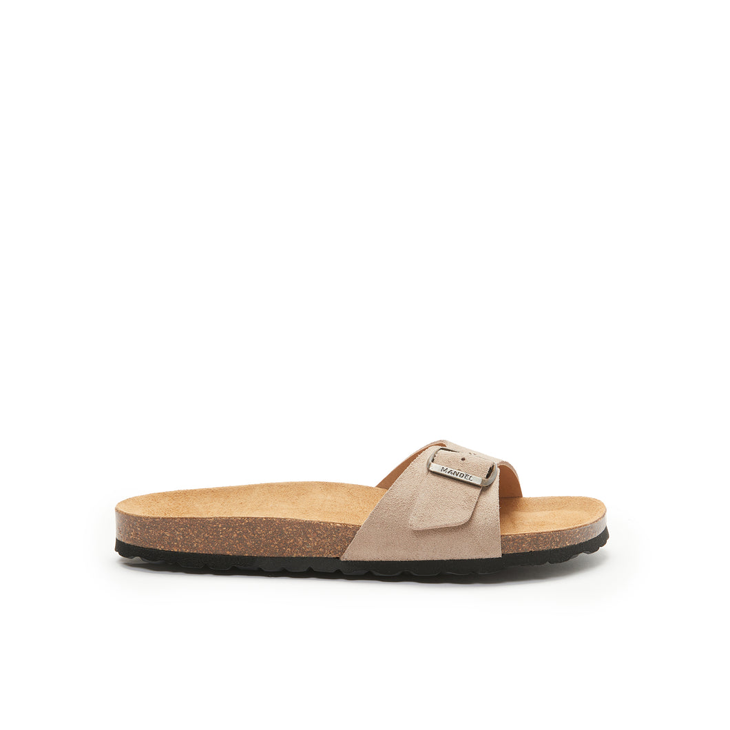 Taupe single-strap sandals AGATA made with leather
