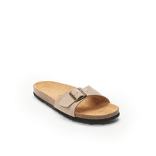 Load image into Gallery viewer, Taupe single-strap sandals AGATA made with leather
