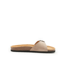 Load image into Gallery viewer, Taupe single-strap sandals AGATA made with leather
