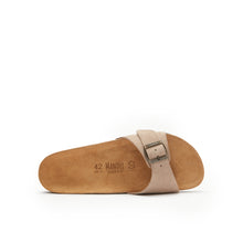 Load image into Gallery viewer, Taupe single-strap sandals AGATA made with leather
