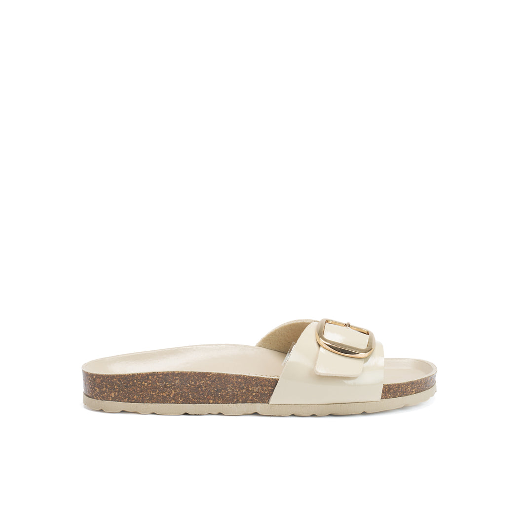 Beige single-strap AGATA BIG BUCKLE made with eco-leather