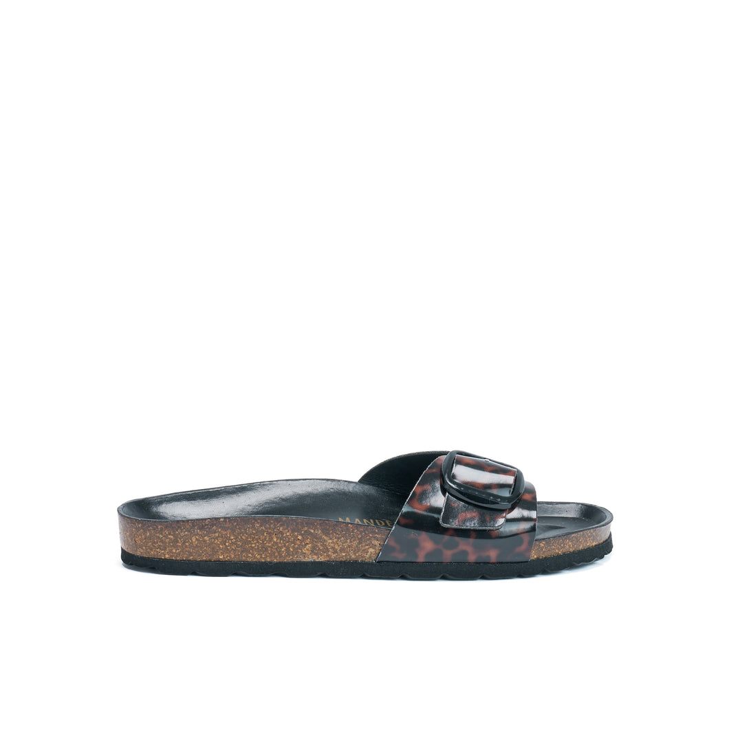 Tortoiseshell  single-strap AGATA BIG BUCKLE made with PU