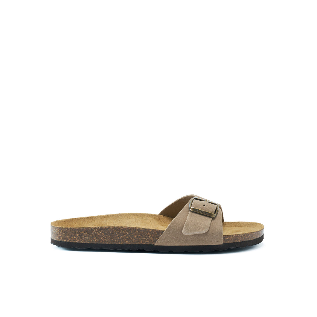 Taupe single-strap AGATA made with suede leather