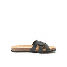 Load image into Gallery viewer, Black sandals CLARA made with eco-leather
