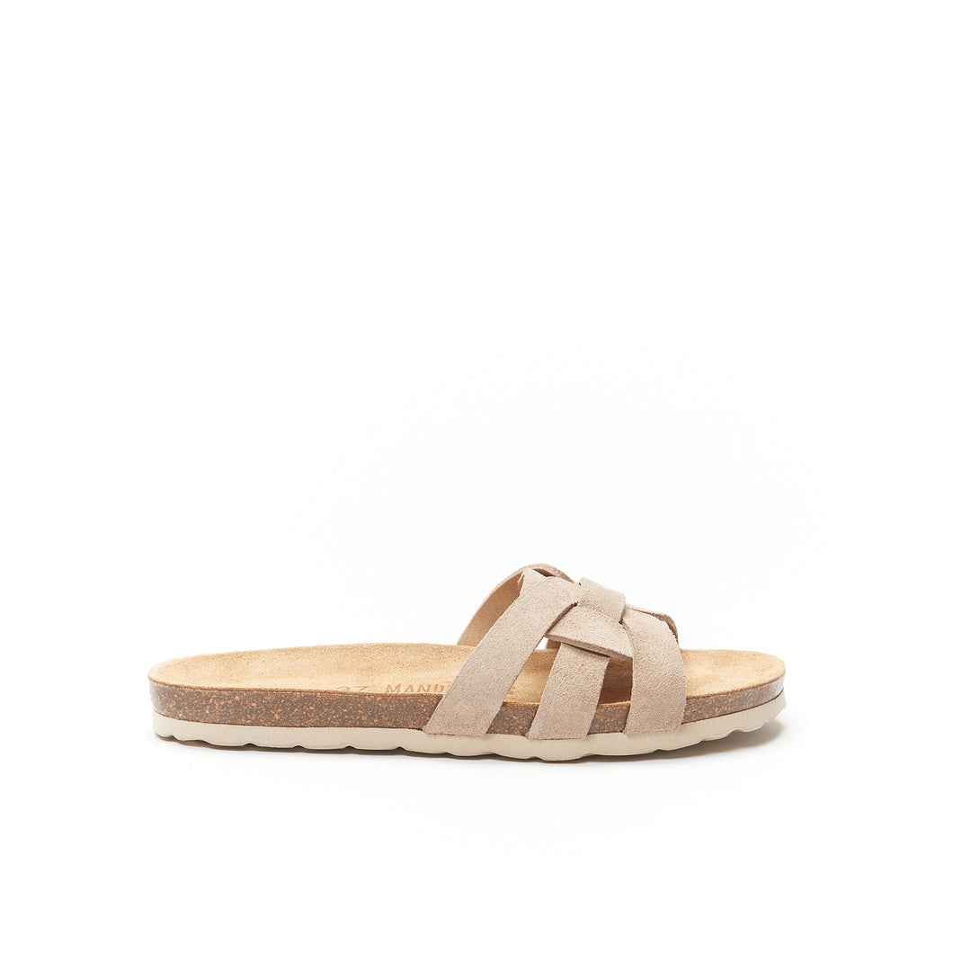 Taupe sandals CLARA made with leather suede