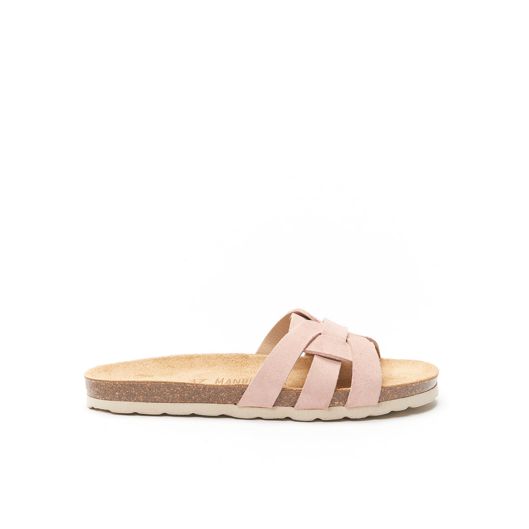 Pink sandals CLARA made with leather suede