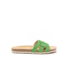 Load image into Gallery viewer, Green sandals CLARA made with leather suede
