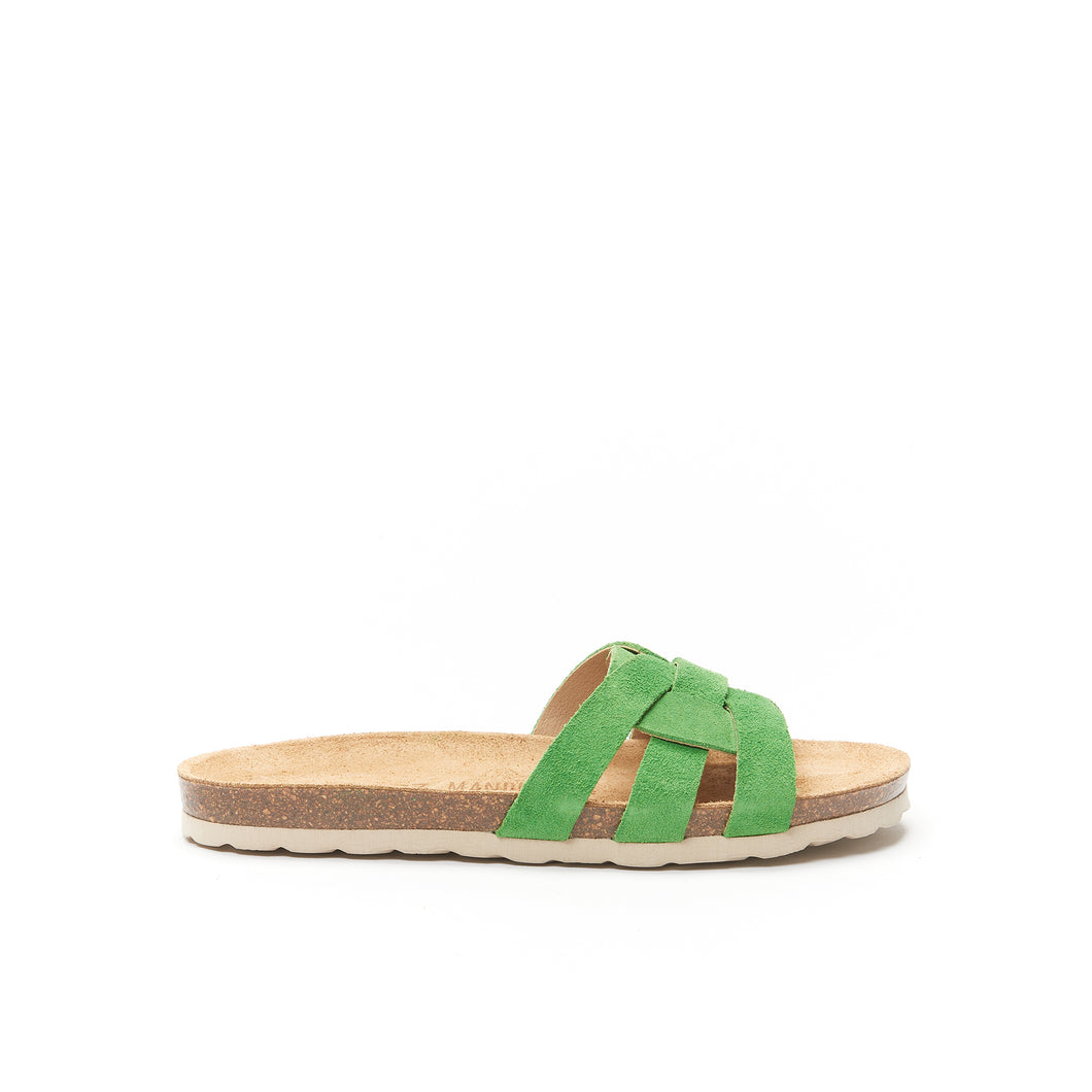 Green sandals CLARA made with leather suede