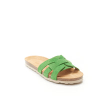 Load image into Gallery viewer, Green sandals CLARA made with leather suede
